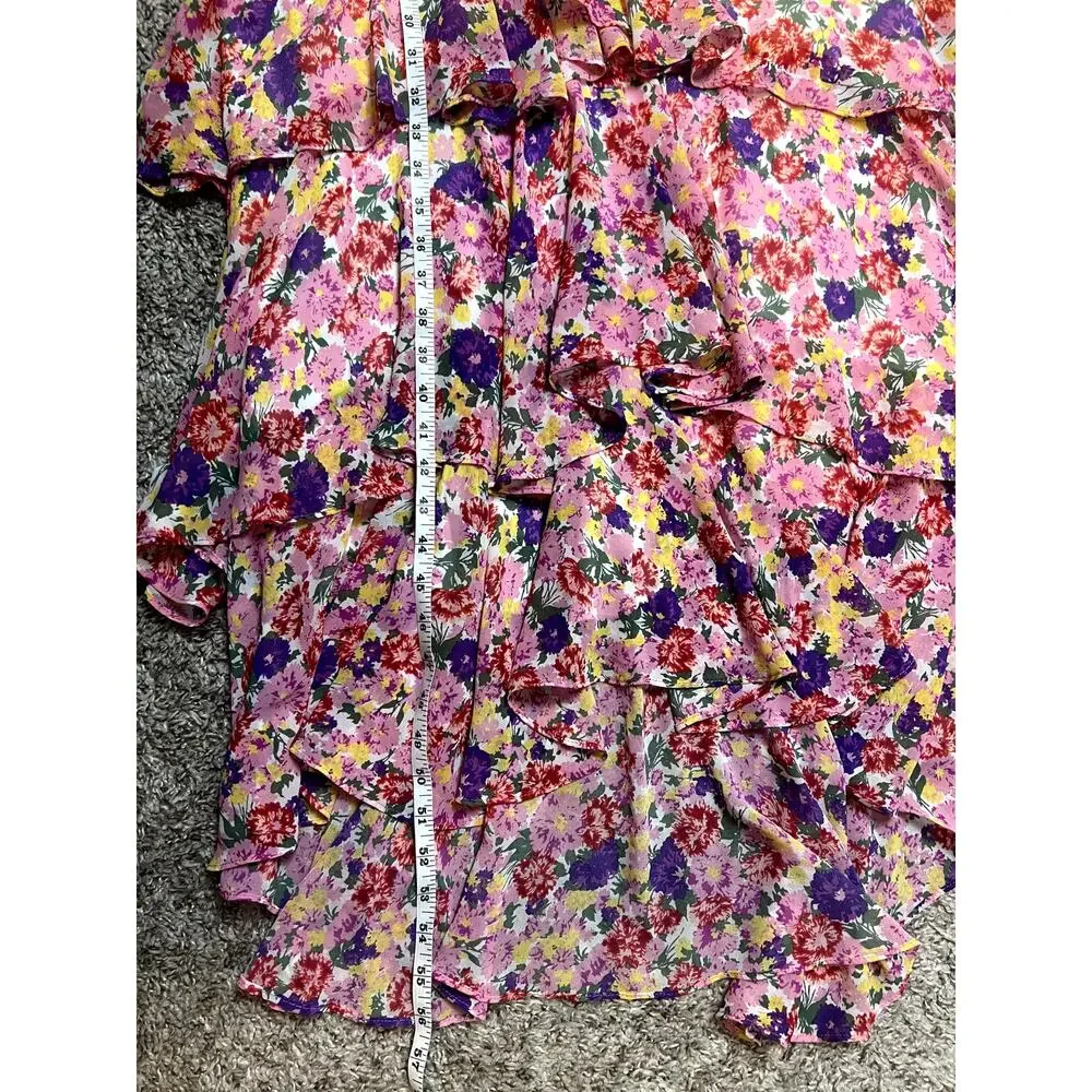 WAYF Anthropologie Pink Floral Tiered Ruffle Maxi Dress size small - Picture 7 of 7